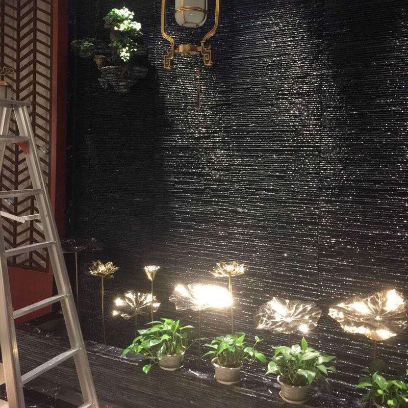 江西流水石廠家批發(fā)黑色人造文化石黑色流水石-流水板水幕墻黑色影視墻背景墻