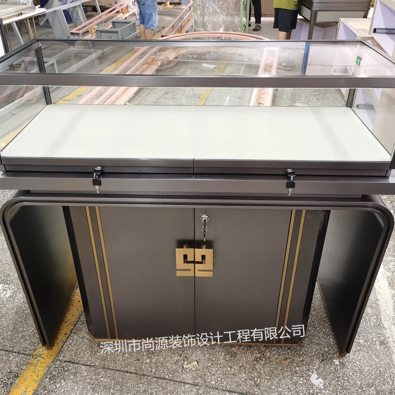 尚源珠寶展柜定制,不銹鋼珠寶柜臺,塵境寶藏珠寶展柜