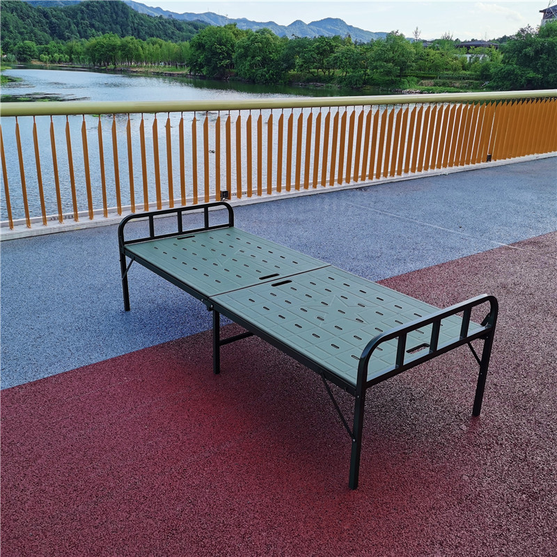 鋼塑兩折折疊床 綠色鋼塑兩折床 耐熱抗腐蝕兩折床