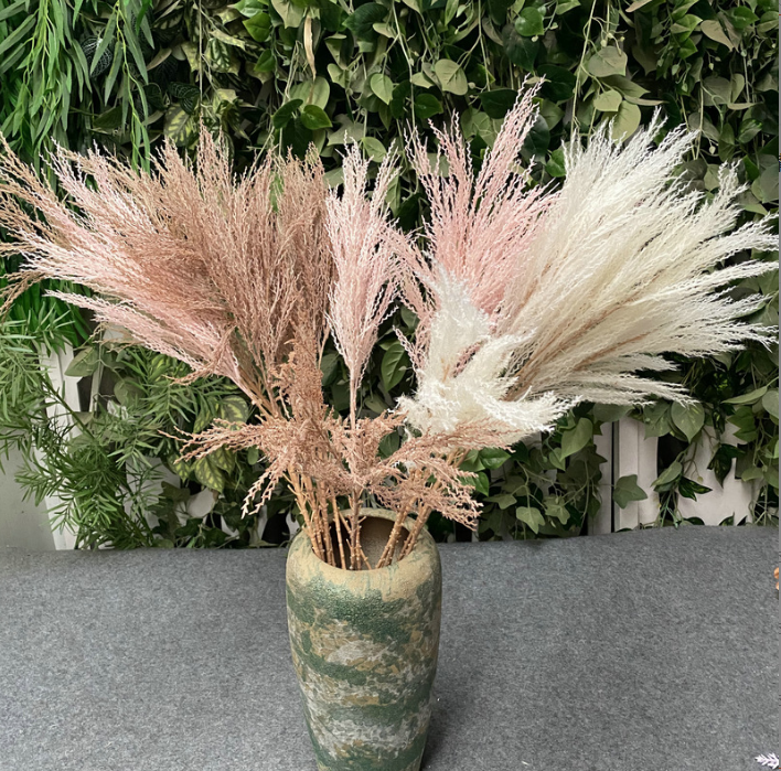 天津塑膠植絨蘆葦 森系婚慶婚禮裝飾假花 北京仿真植物盆栽批發(fā) 背景墻插花
