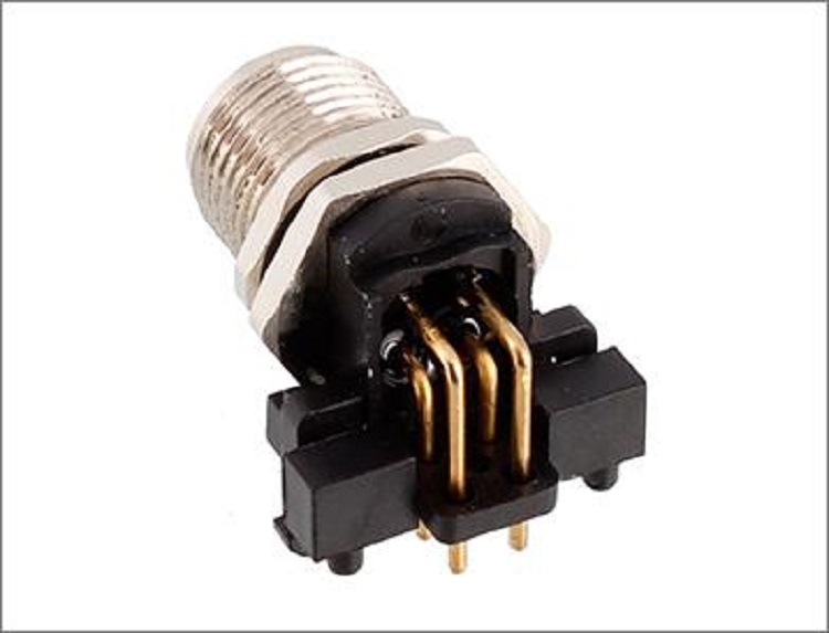 M12針型彎針PCB焊板插座