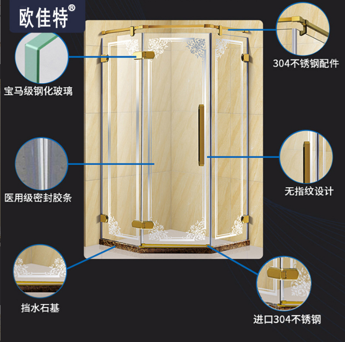 廣東酒店公寓簡易淋浴房廠家定制 304不銹鋼衛(wèi)生間浴室玻璃隔斷