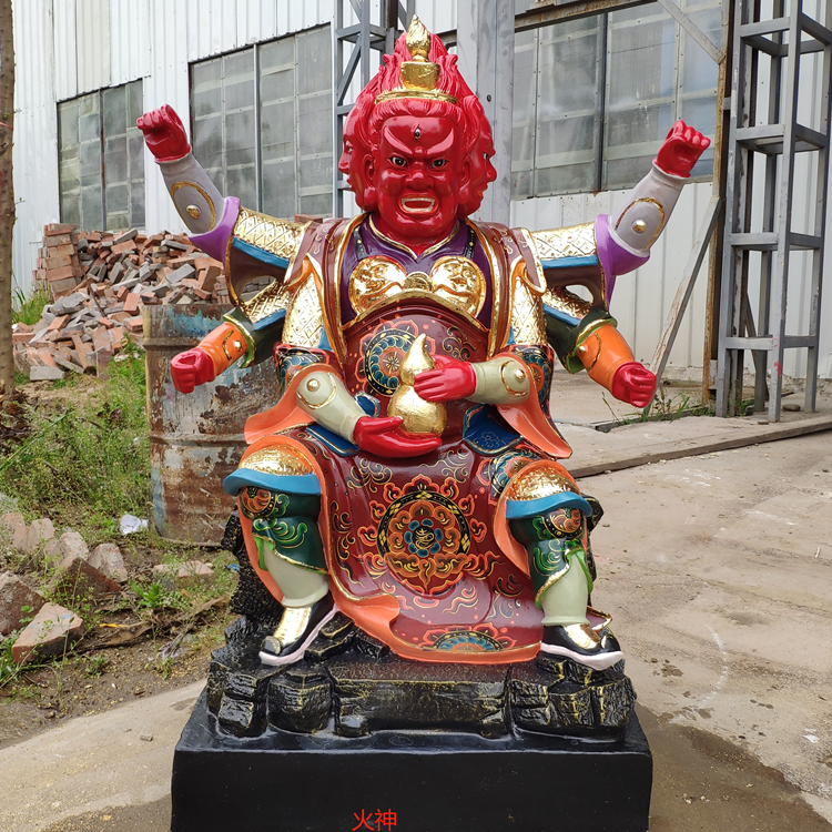 火神佛像 三頭六臂火神祝融神像 火神爺神像廠家