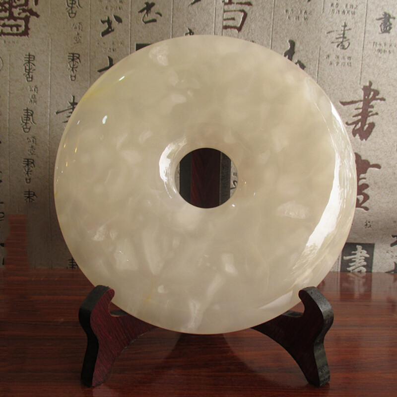 天然玉石平安扣擺件阿富汗玉客廳鎮(zhèn)宅庭院家居招財(cái)玄關(guān)玉璧喬遷禮
