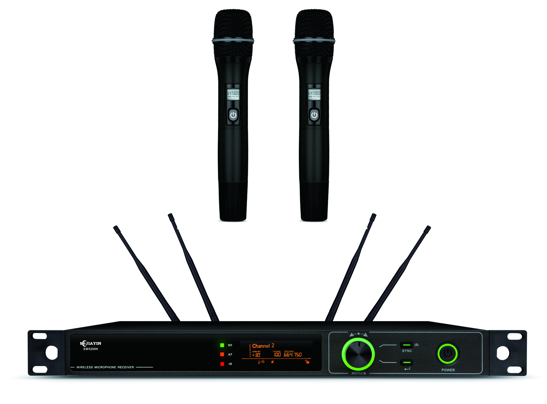 演播室無(wú)線播音話筒SHJIAYIN/聲海佳音EW5200一拖二無(wú)線話筒