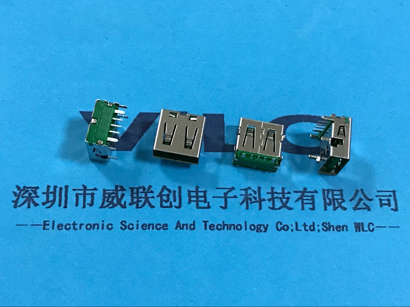 AF 90度沉板USB2.0母座 DIP 短直腳 藍(lán)色膠芯LCP 無邊USB2.0連接器