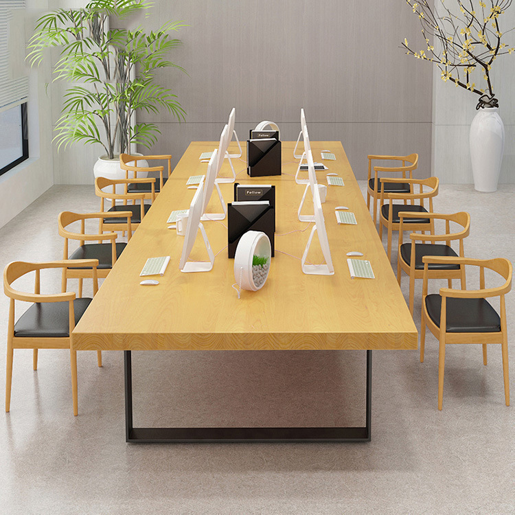 鐵藝實(shí)木大板桌 簡約鐵藝實(shí)木大板桌 會(huì)議室培訓(xùn)桌椅 長條桌椅組合