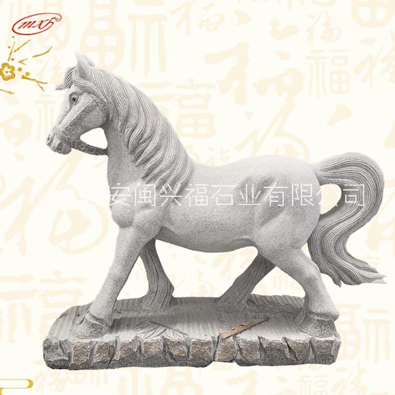泉州石雕馬雕刻花崗巖戰(zhàn)馬大理石園林動物鶴雕塑擺件批發(fā)