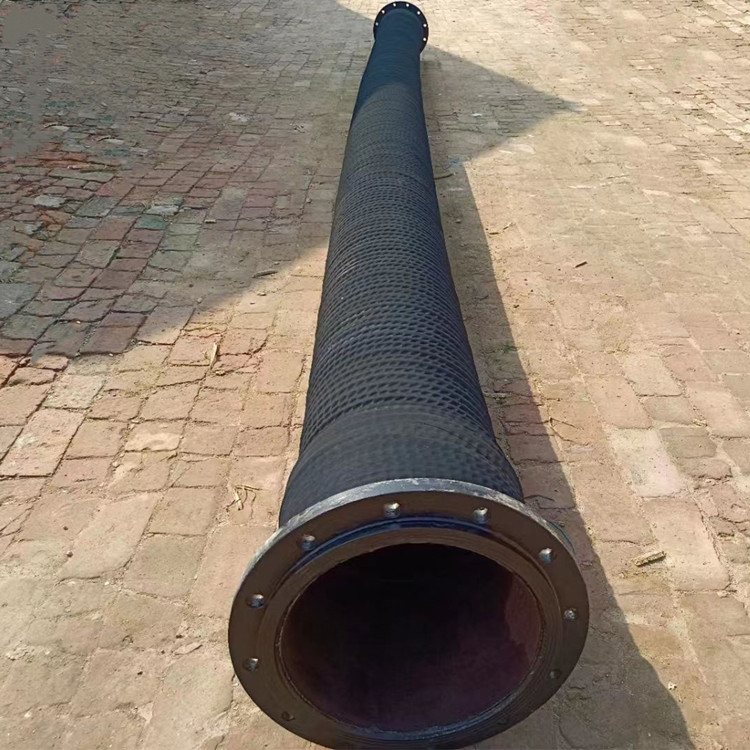 大口徑鋼絲膠管 耐磨法蘭膠管  黑色橡膠管 宏祿