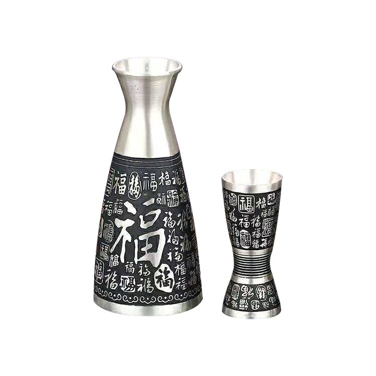 惠州福字銀質(zhì)酒具套裝定制銀制品銀禮品銀酒壺銀酒杯精浮雕制作
